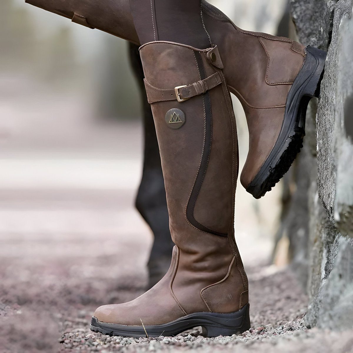 Women's Leather Riding Boots with Grippy Non-Slip Sole