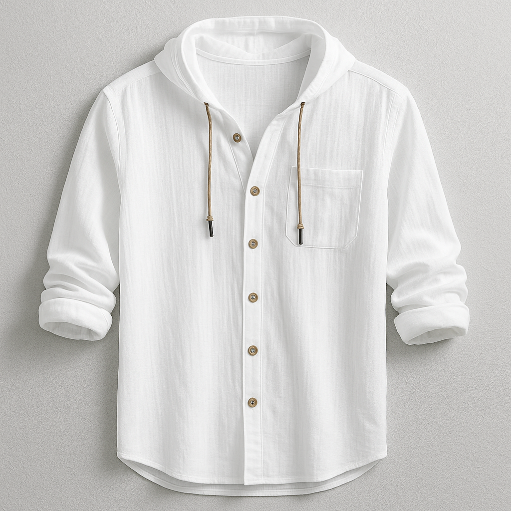 Men's Lightweight Hooded Button-Front Shirt Jacket