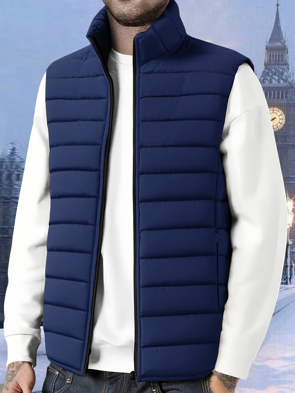 Men's Lightweight Stand-Collar Quilted Gilet Vest