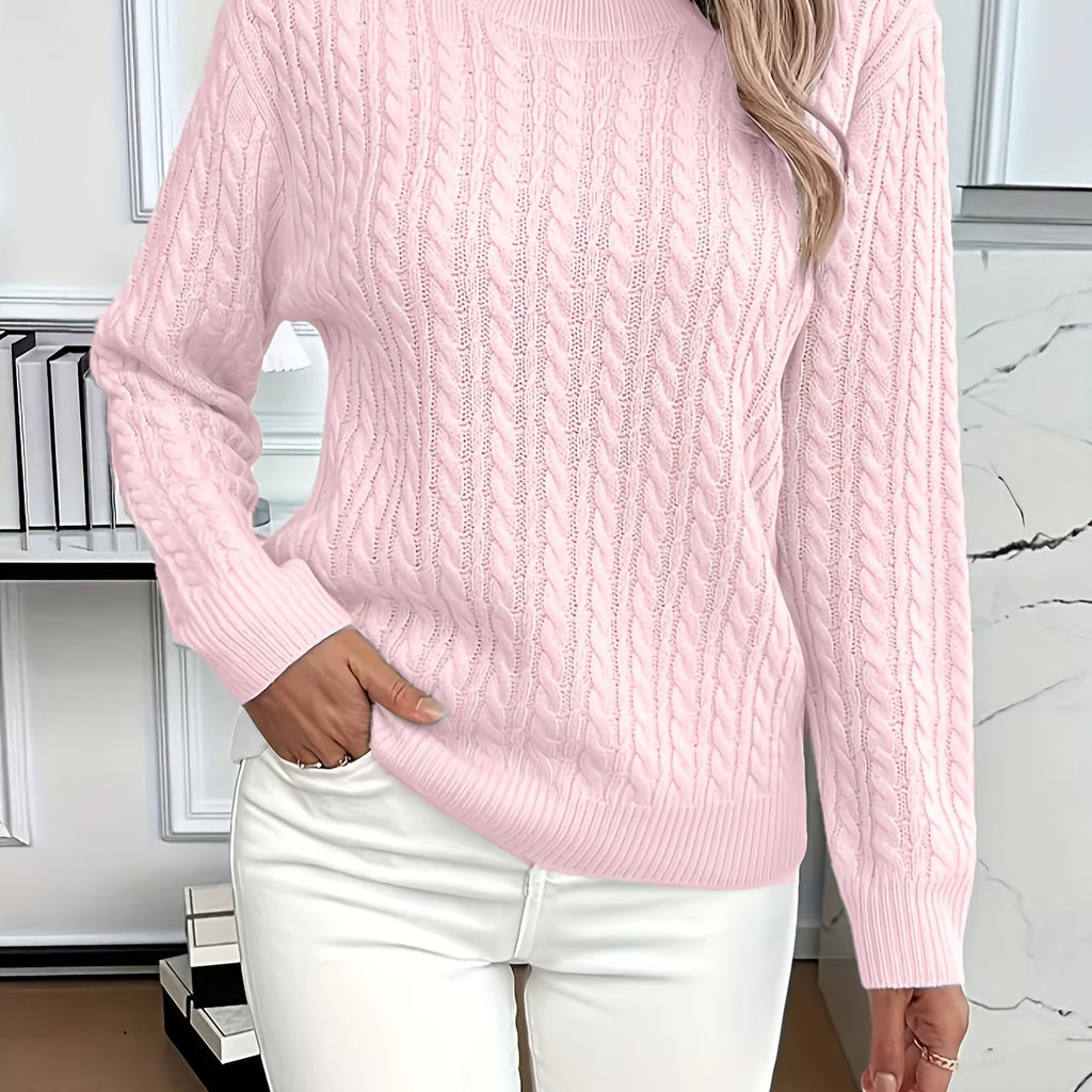 Women's Relaxed Cable Knit Pullover for Chilly Days