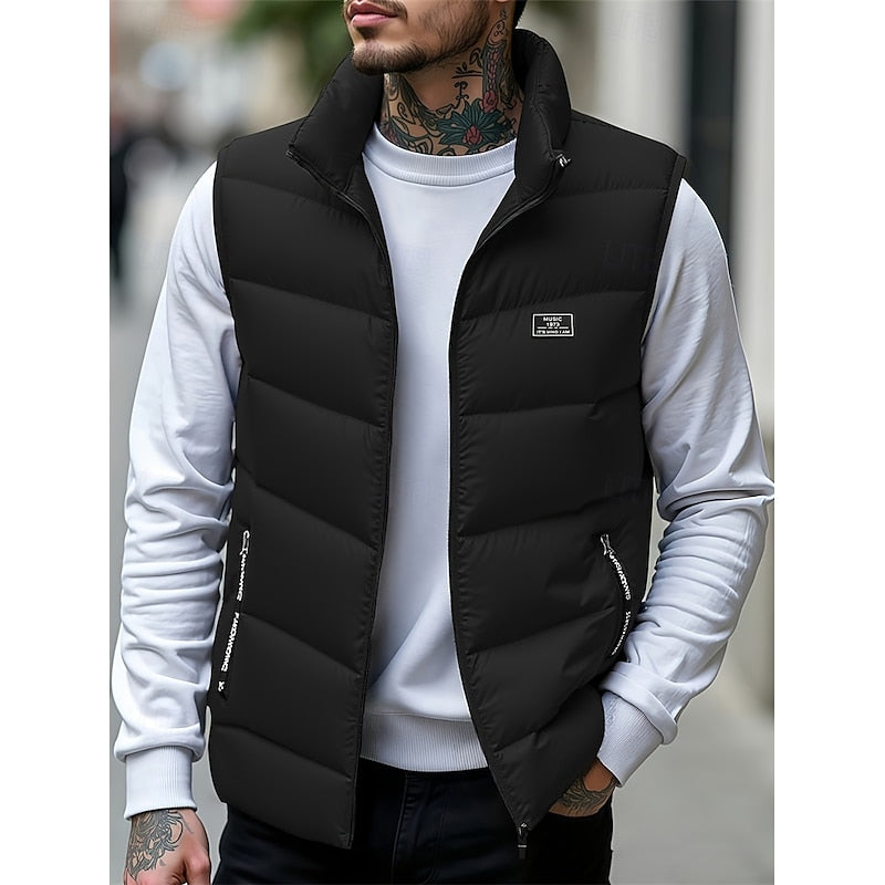 Men's Stand Collar Quilted Padded Gilet