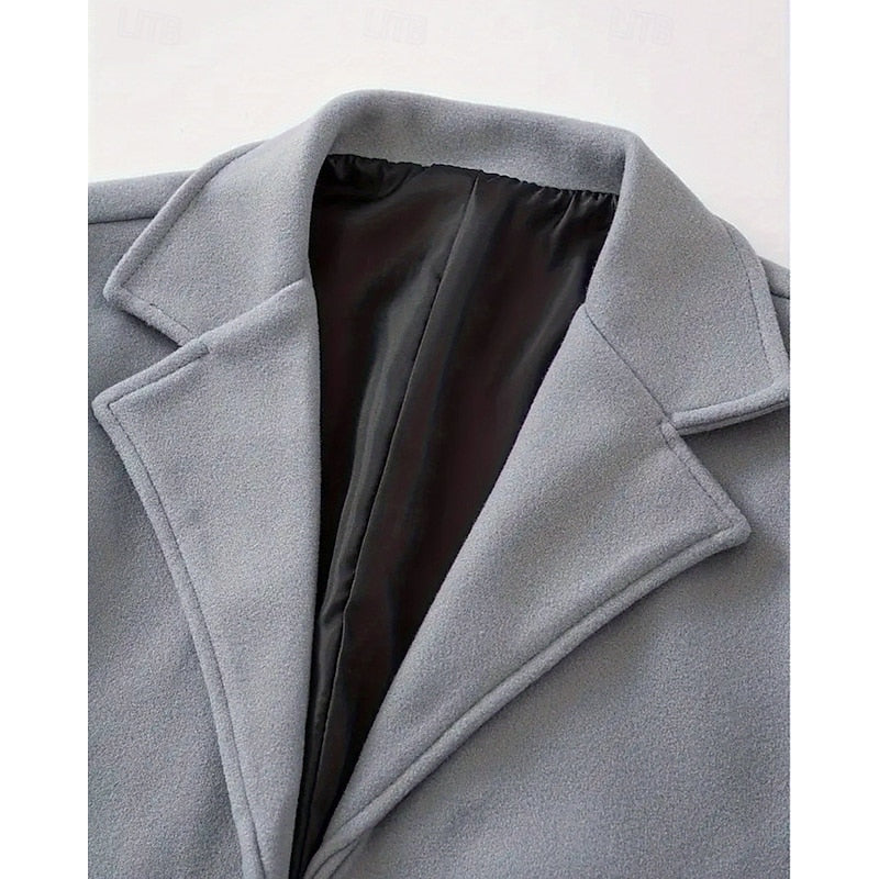 Men's Long Topcoat with Roomy Front Pockets