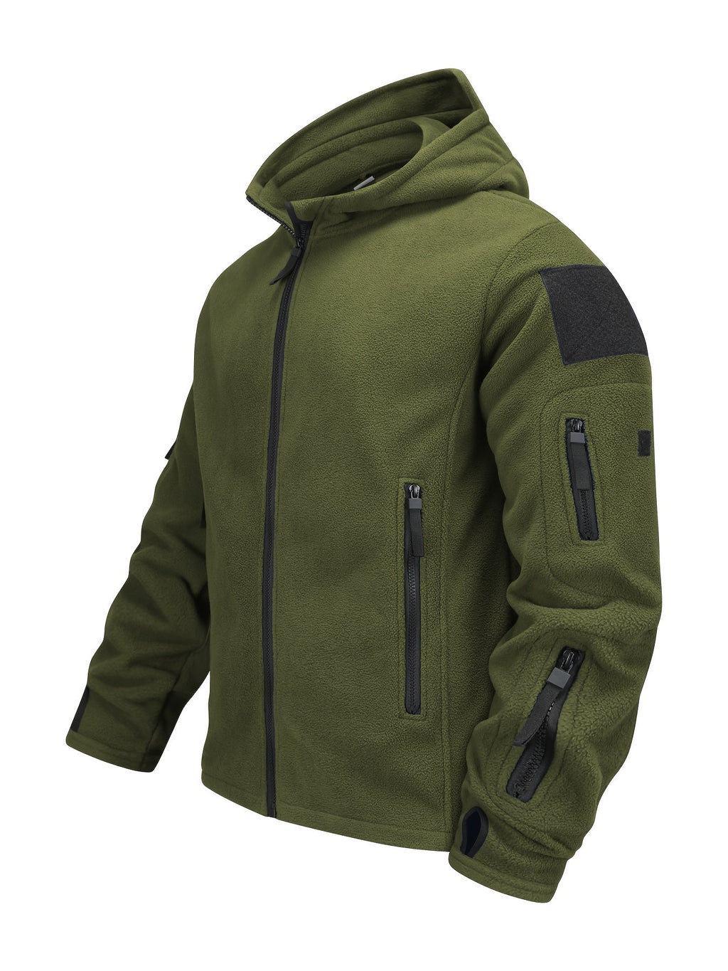 Men's Zip-Front Hooded Work Coat with Zippered Pockets
