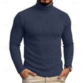 Men's Slim Ribbed Vertical Texture Turtleneck Pullover