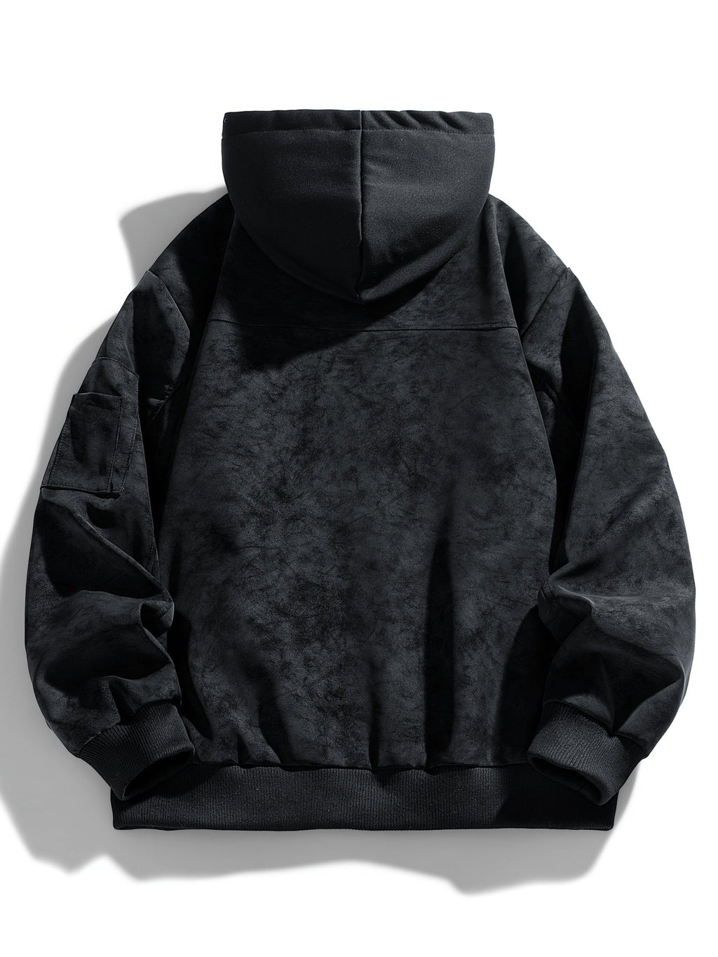 Men's Zip-Up Hooded Loose Fit Jacket with Sleeve Pocket
