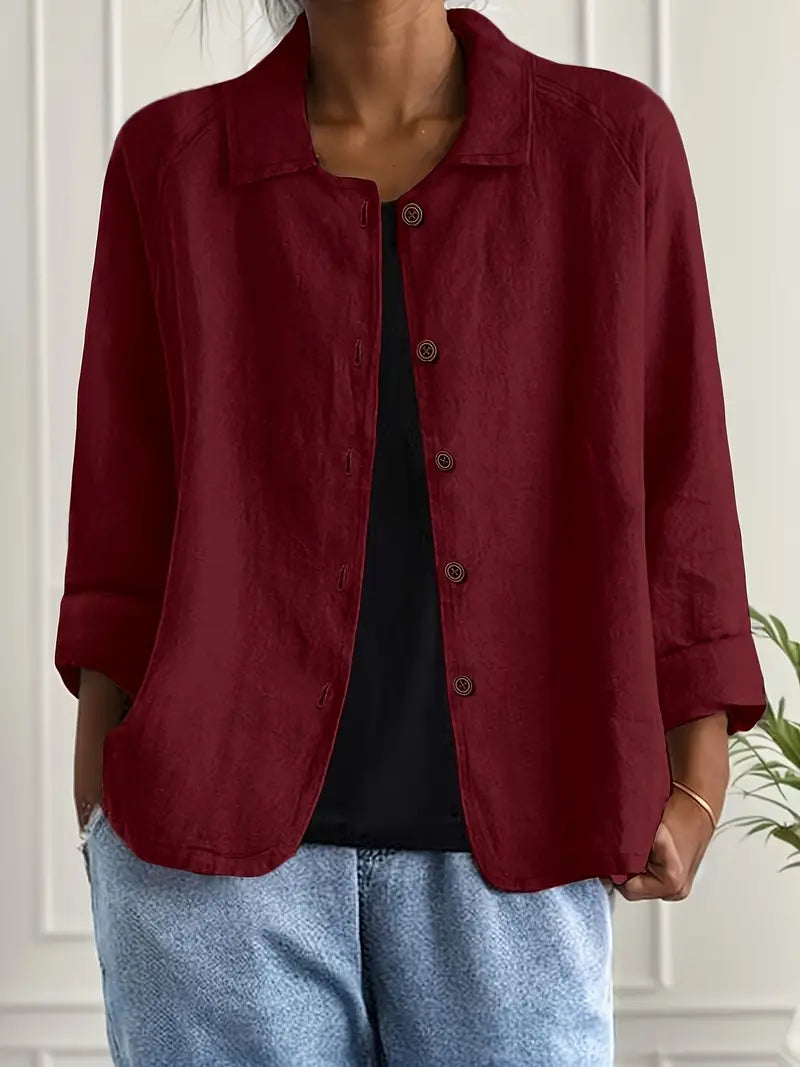 Women's Relaxed Button-Up Lightweight Everyday Jacket