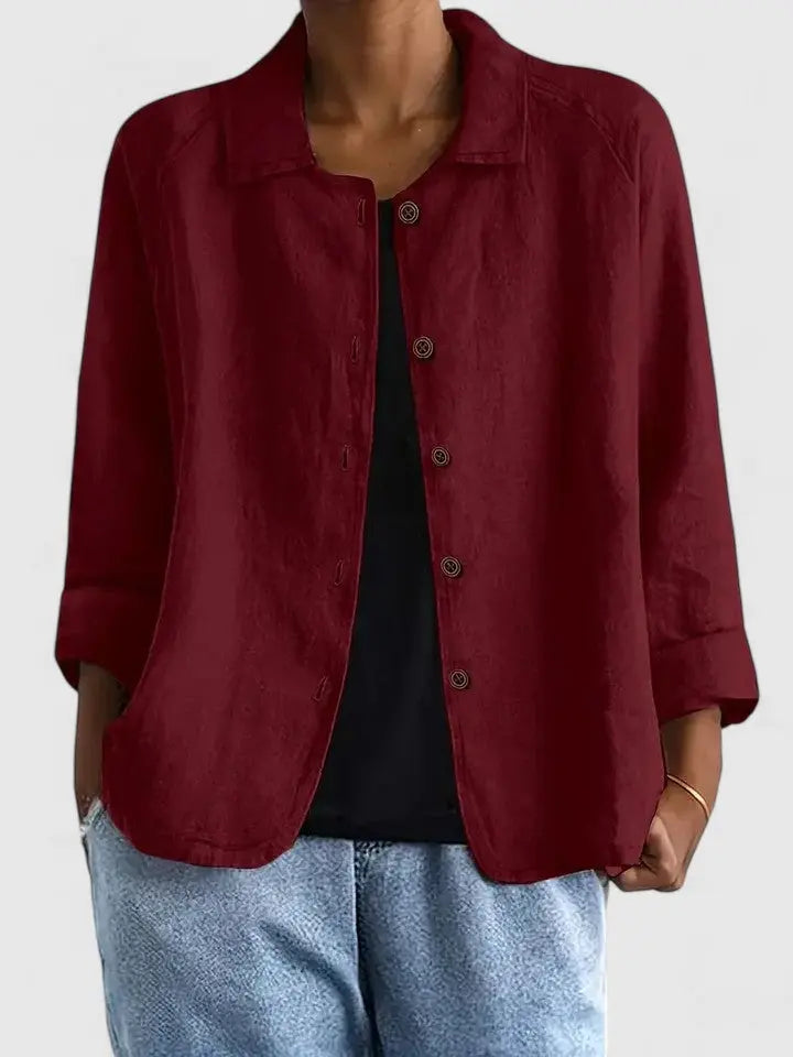 Women's Cotton Button-Front Layering Shirt Jacket