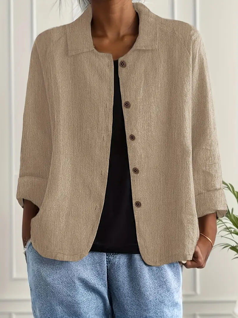 Women's Relaxed Button-Up Lightweight Everyday Jacket