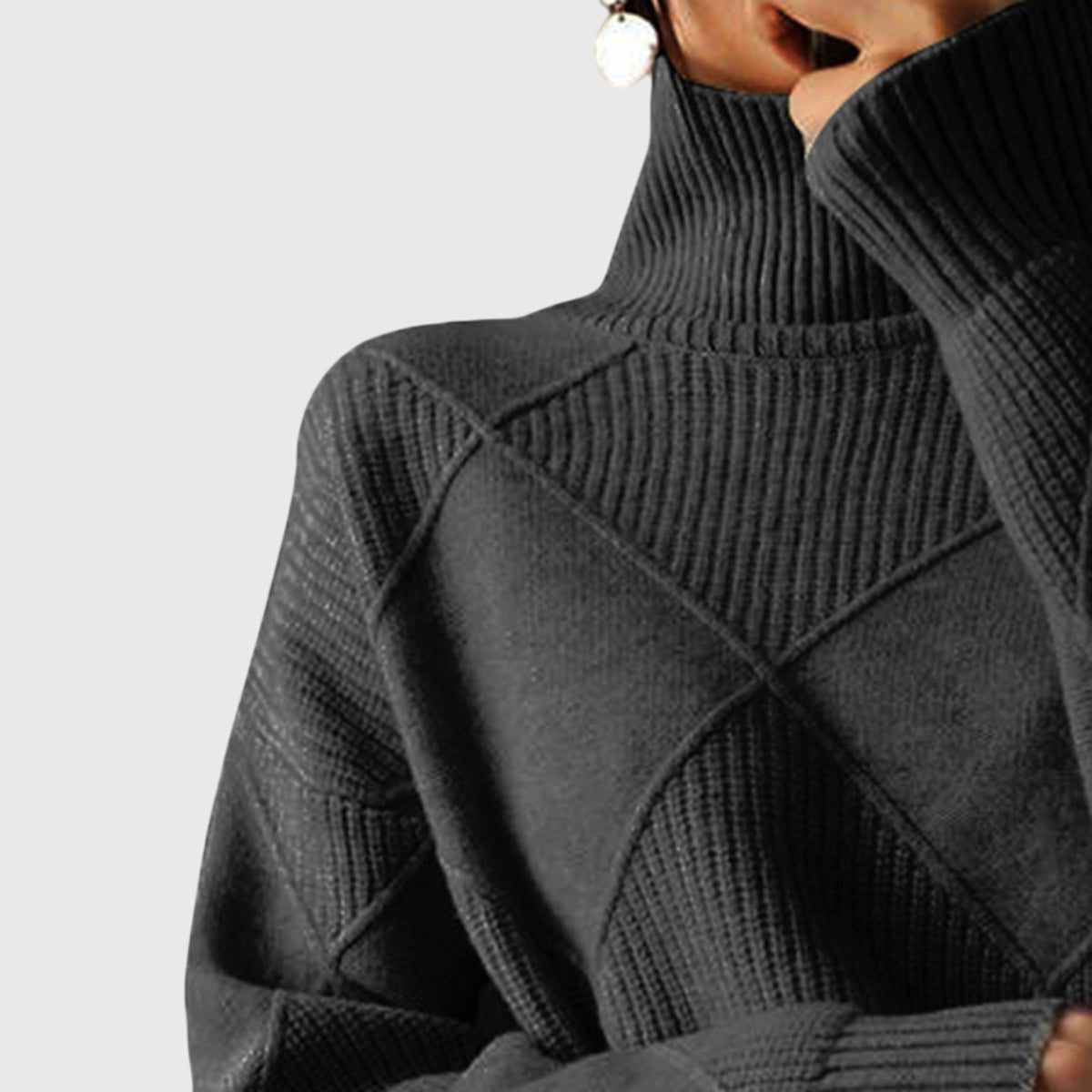 Women's Ribbed Roll Neck Pullover with Timeless Style
