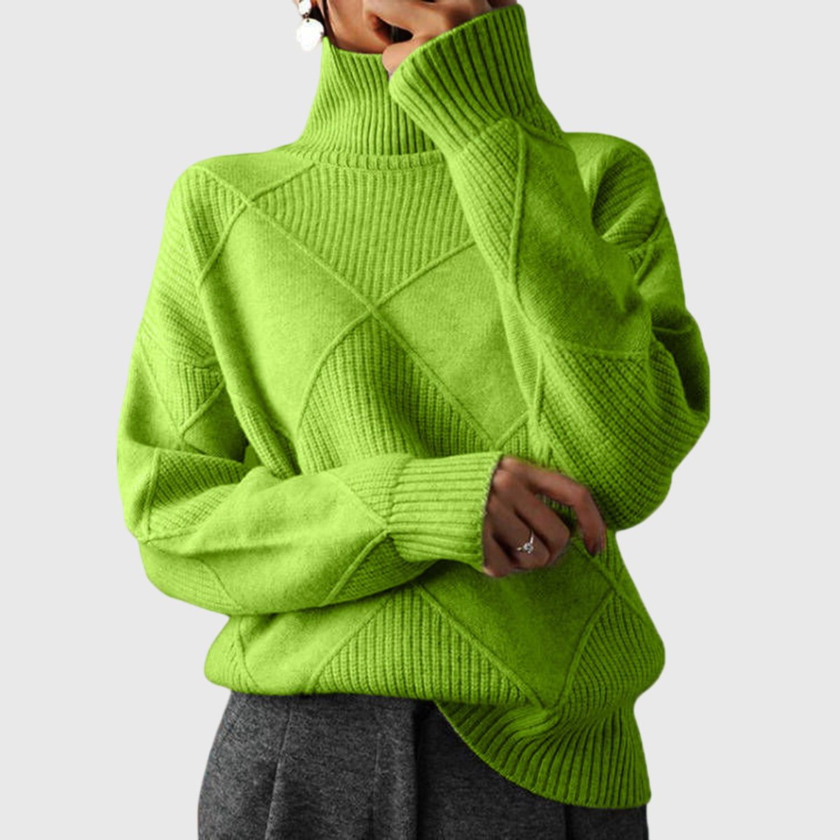 Women's Ribbed Roll Neck Pullover with Timeless Style