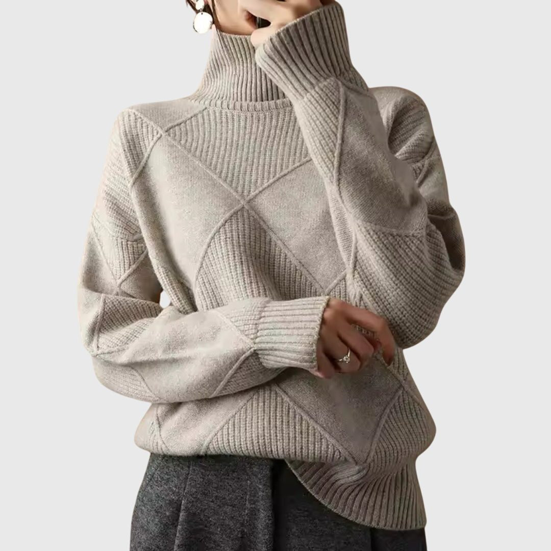 Women's Ribbed Roll Neck Pullover with Timeless Style