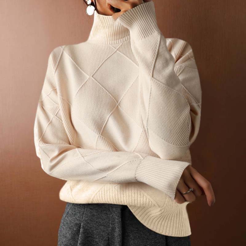 Women's Ribbed Roll Neck Pullover with Timeless Style