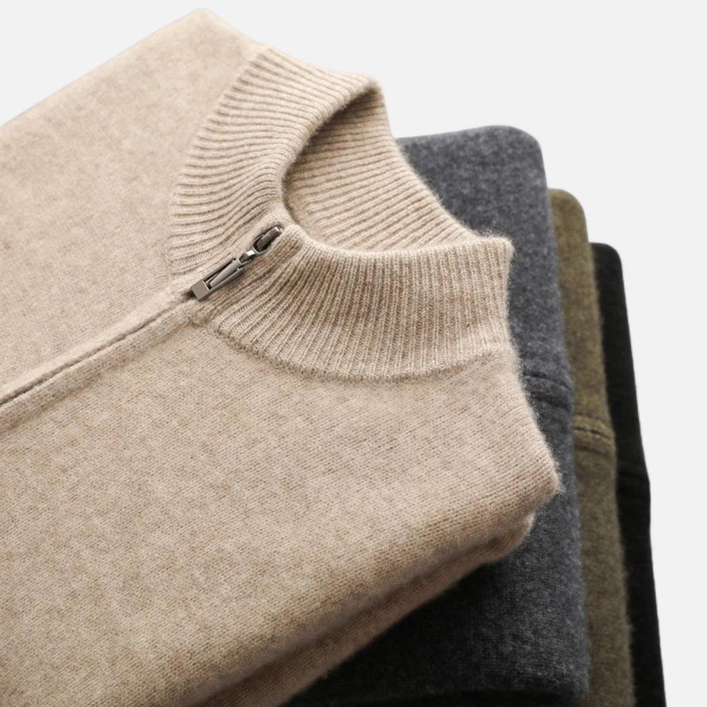 Men's Merino Full-Zip Stand Collar Knit Jacket