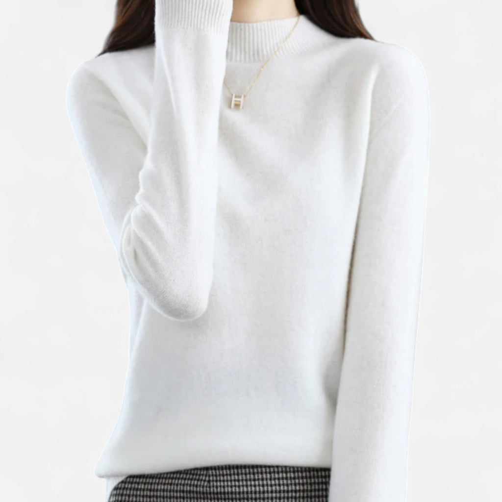 Women's Elegant Half-Neck Pure Wool Knit Pullover