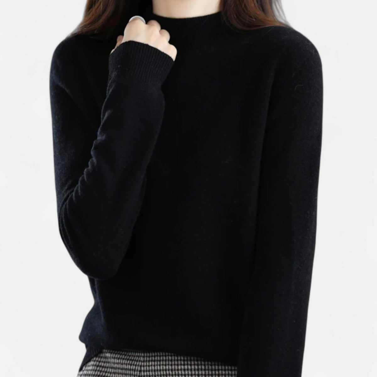 Women's Elegant Half-Neck Pure Wool Knit Pullover