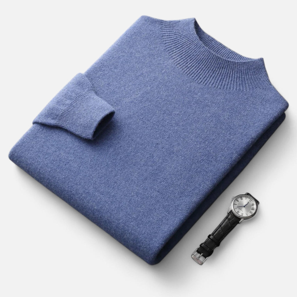 Men's Pure Wool Half Turtleneck Knit Pullover