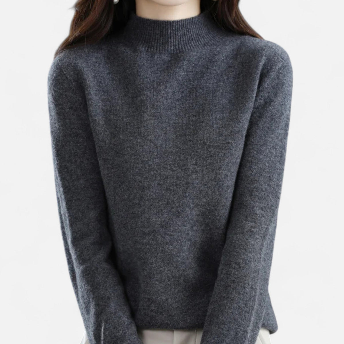 Women's Elegant Half-Neck Pure Wool Knit Pullover
