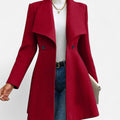 Women's Button-Front Wool Blend Lapel Winter Overcoat