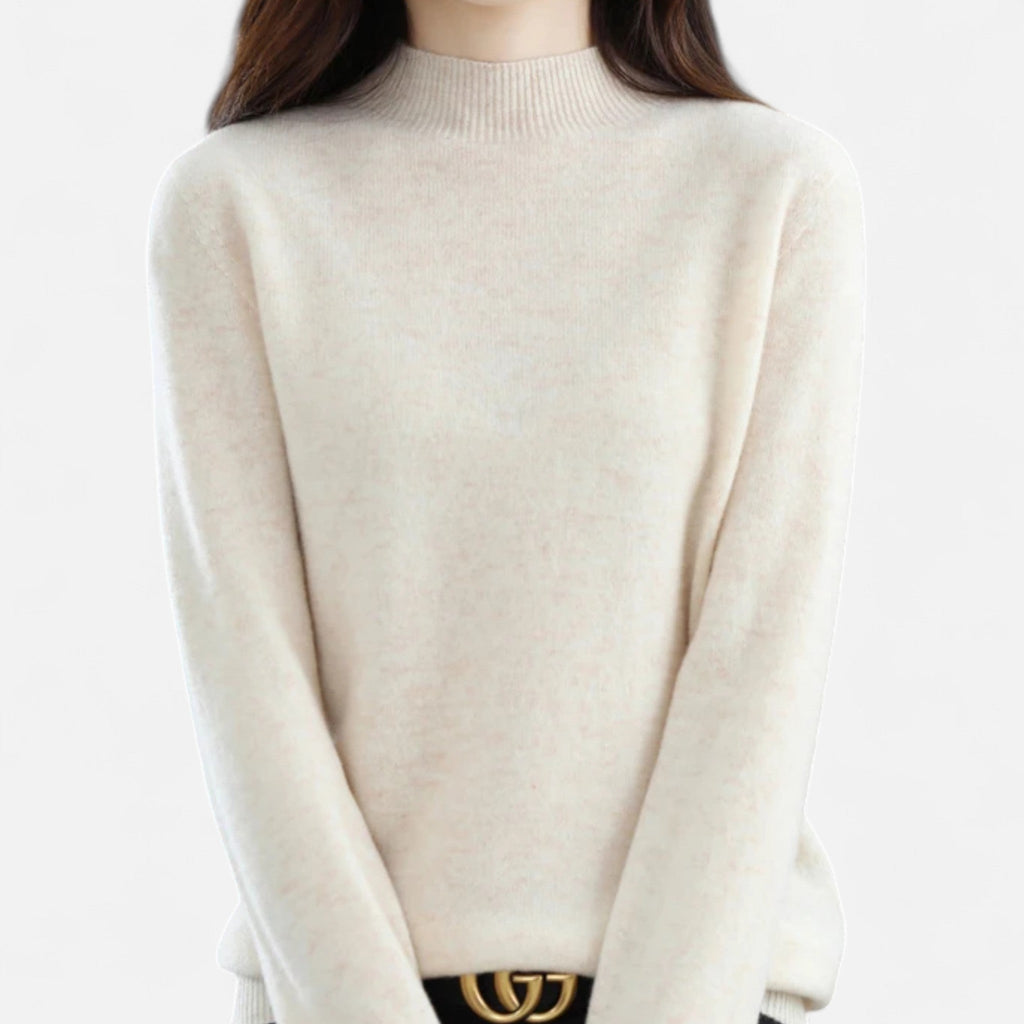 Women's Elegant Half-Neck Pure Wool Knit Pullover