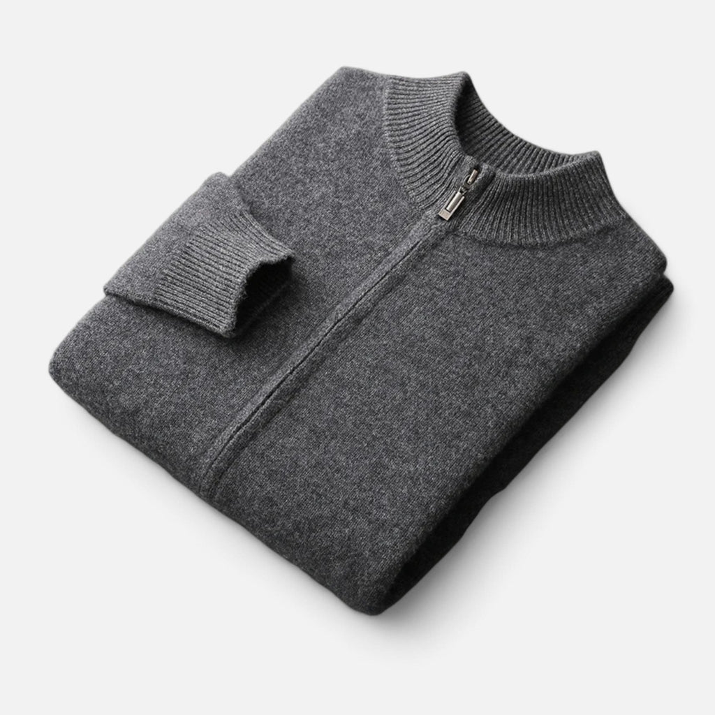 Men's Merino Full-Zip Stand Collar Knit Jacket