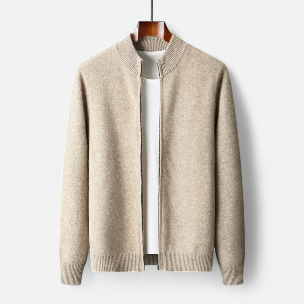 Men's Merino Full-Zip Stand Collar Knit Jacket
