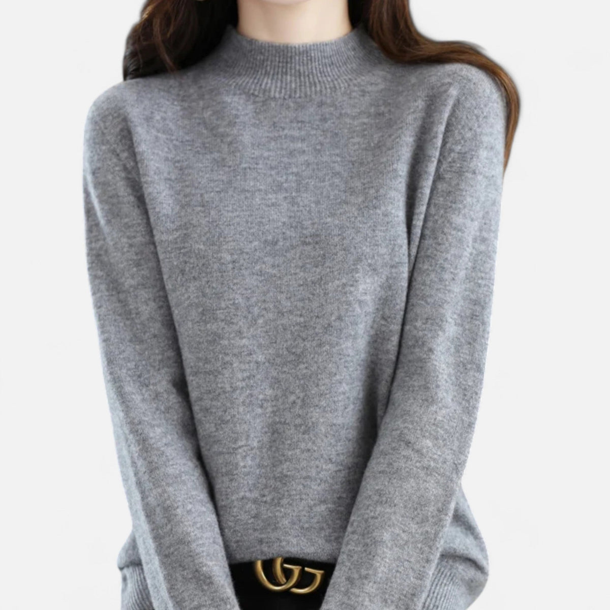 Women's Elegant Half-Neck Pure Wool Knit Pullover