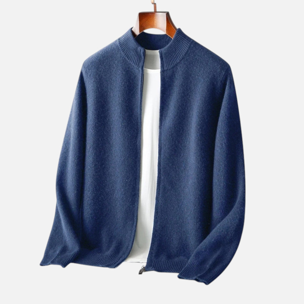 Men's Merino Full-Zip Stand Collar Knit Jacket