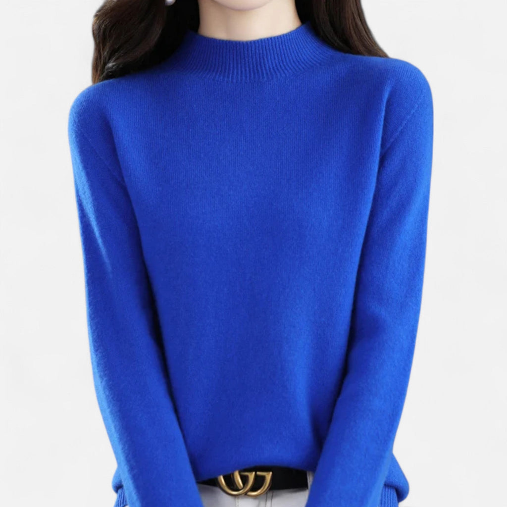 Women's Elegant Half-Neck Pure Wool Knit Pullover
