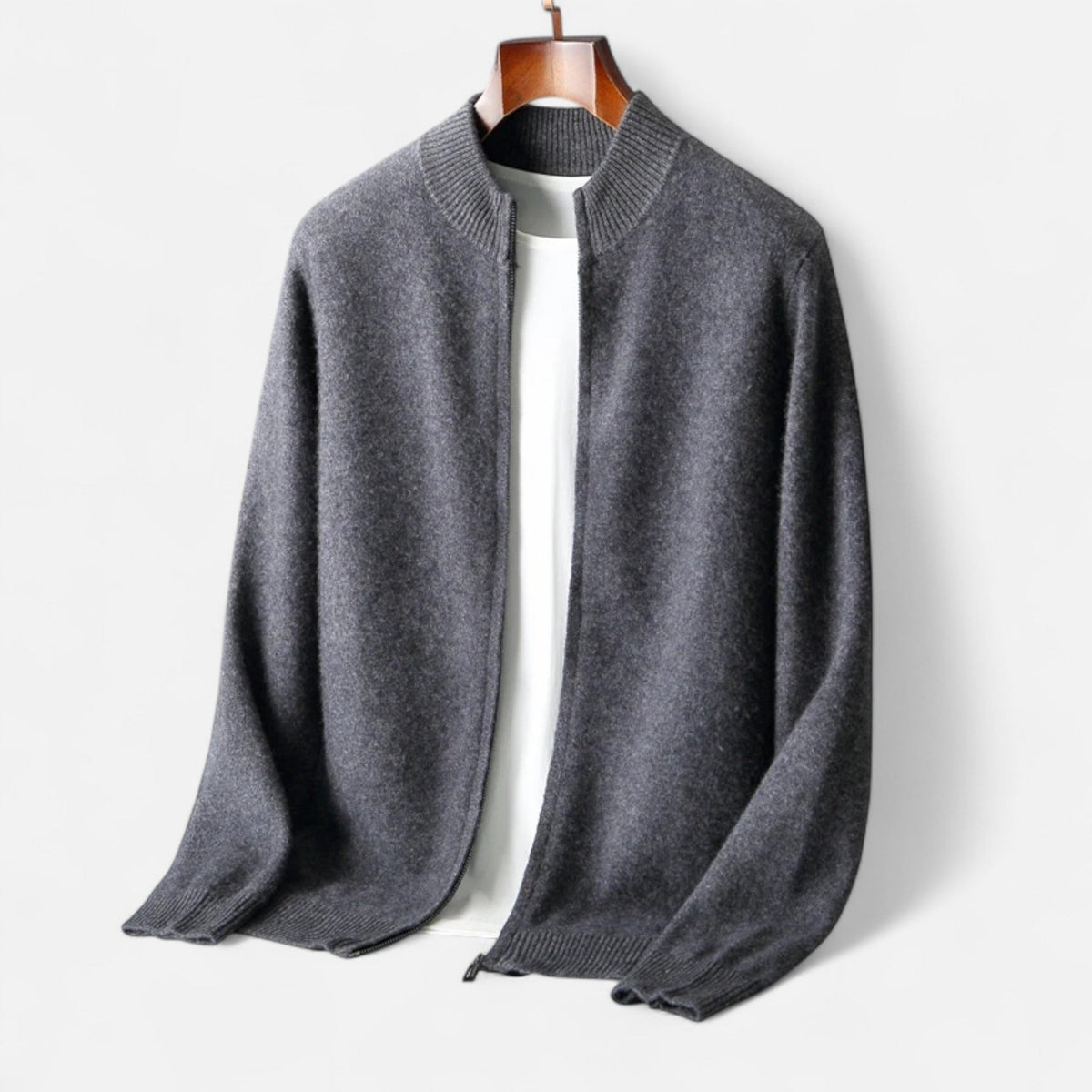 Men's Merino Full-Zip Stand Collar Knit Jacket