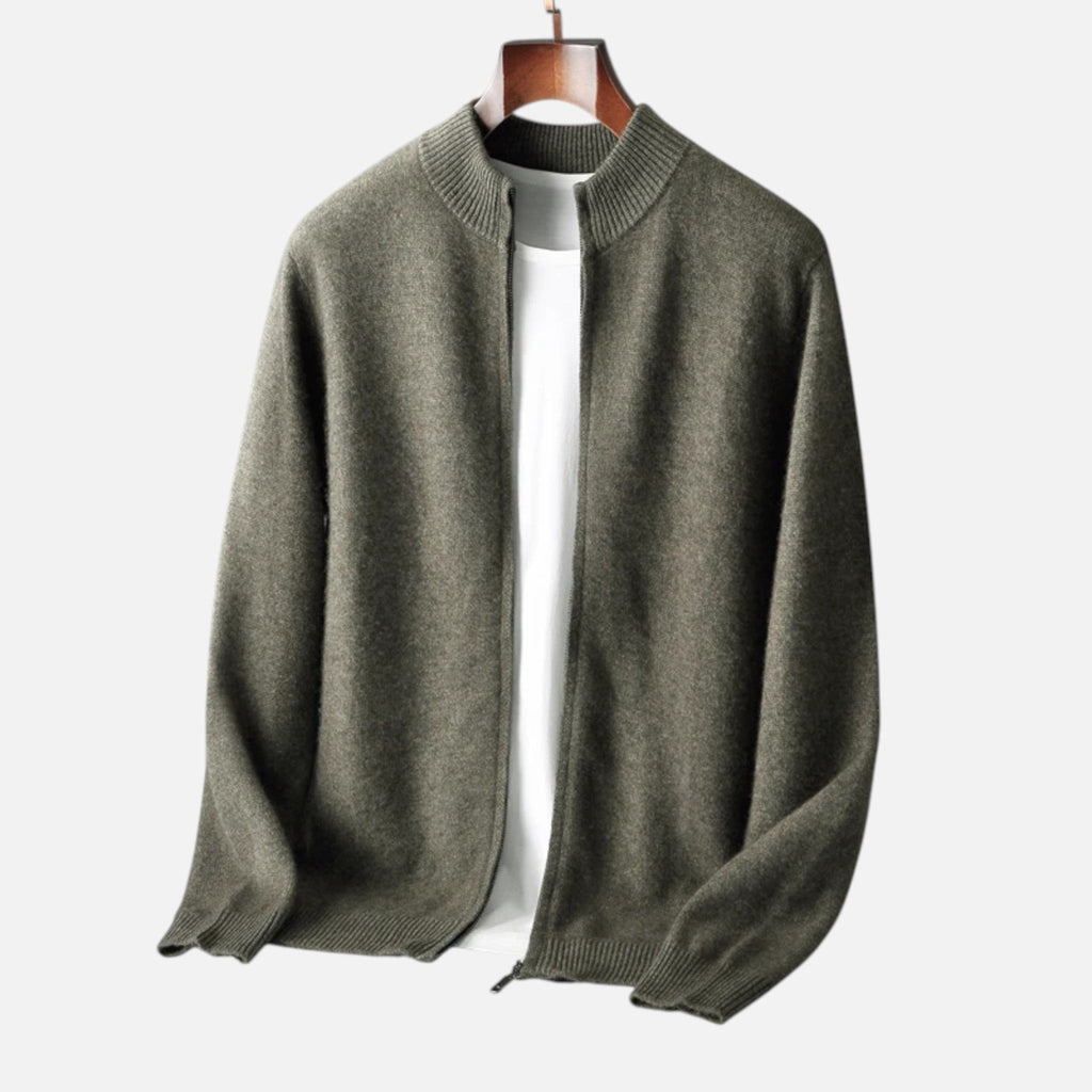 Men's Merino Full-Zip Stand Collar Knit Jacket