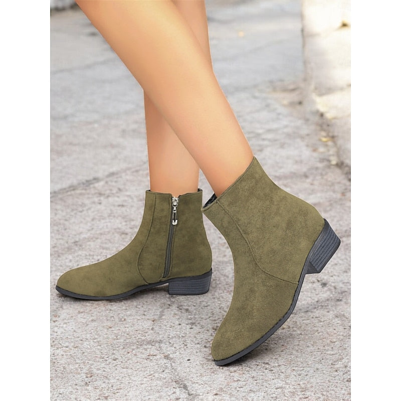 Women's Low Heel Side Zip Tailored Booties