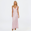 Women's Sleeveless V-Neck Floral Wedding Guest Maxi Dress