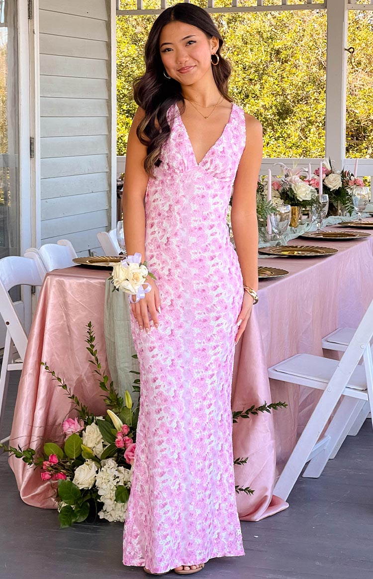 Women's Sleeveless V-Neck Floral Wedding Guest Maxi Dress