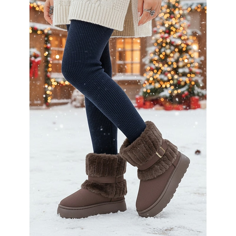 Women's Plush Lined Fur Trim Ankle Booties