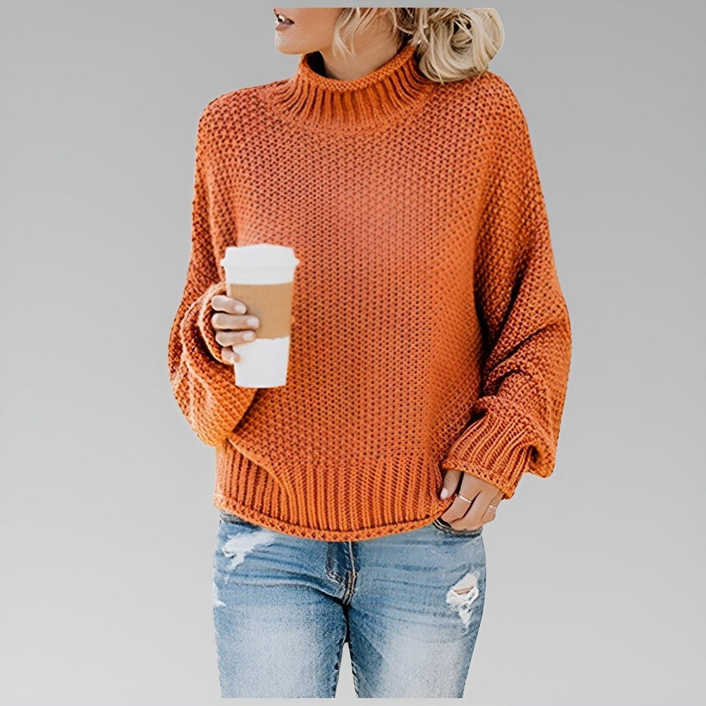 Women's Chunky Turtleneck Knit Sweater with Oversized Fit