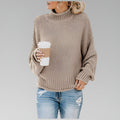 Women's Chunky Turtleneck Knit Sweater with Oversized Fit