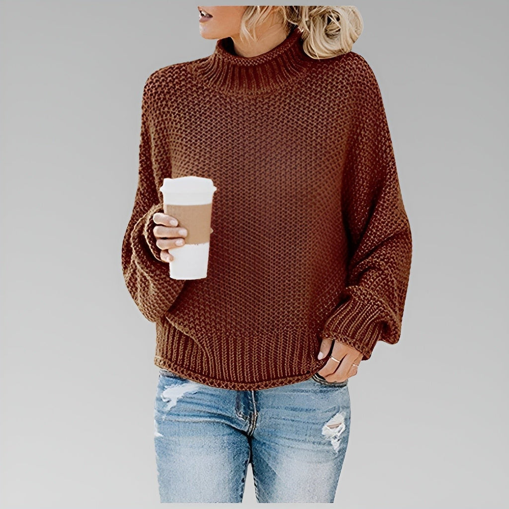 Women's Chunky Turtleneck Knit Sweater with Oversized Fit