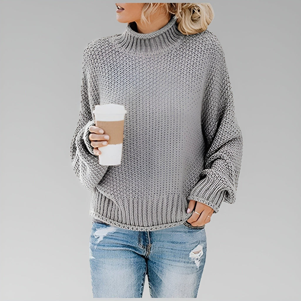 Women's Chunky Turtleneck Knit Sweater with Oversized Fit