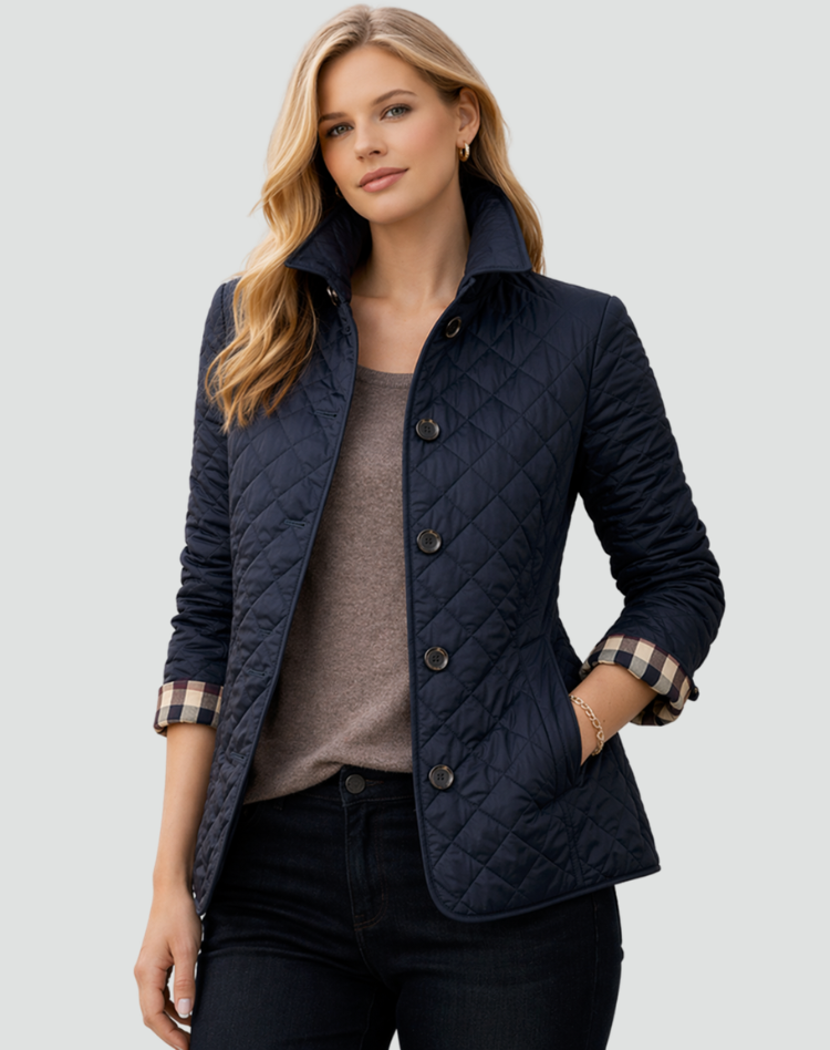 Women's Diamond Quilted Button-Up Everyday Coat