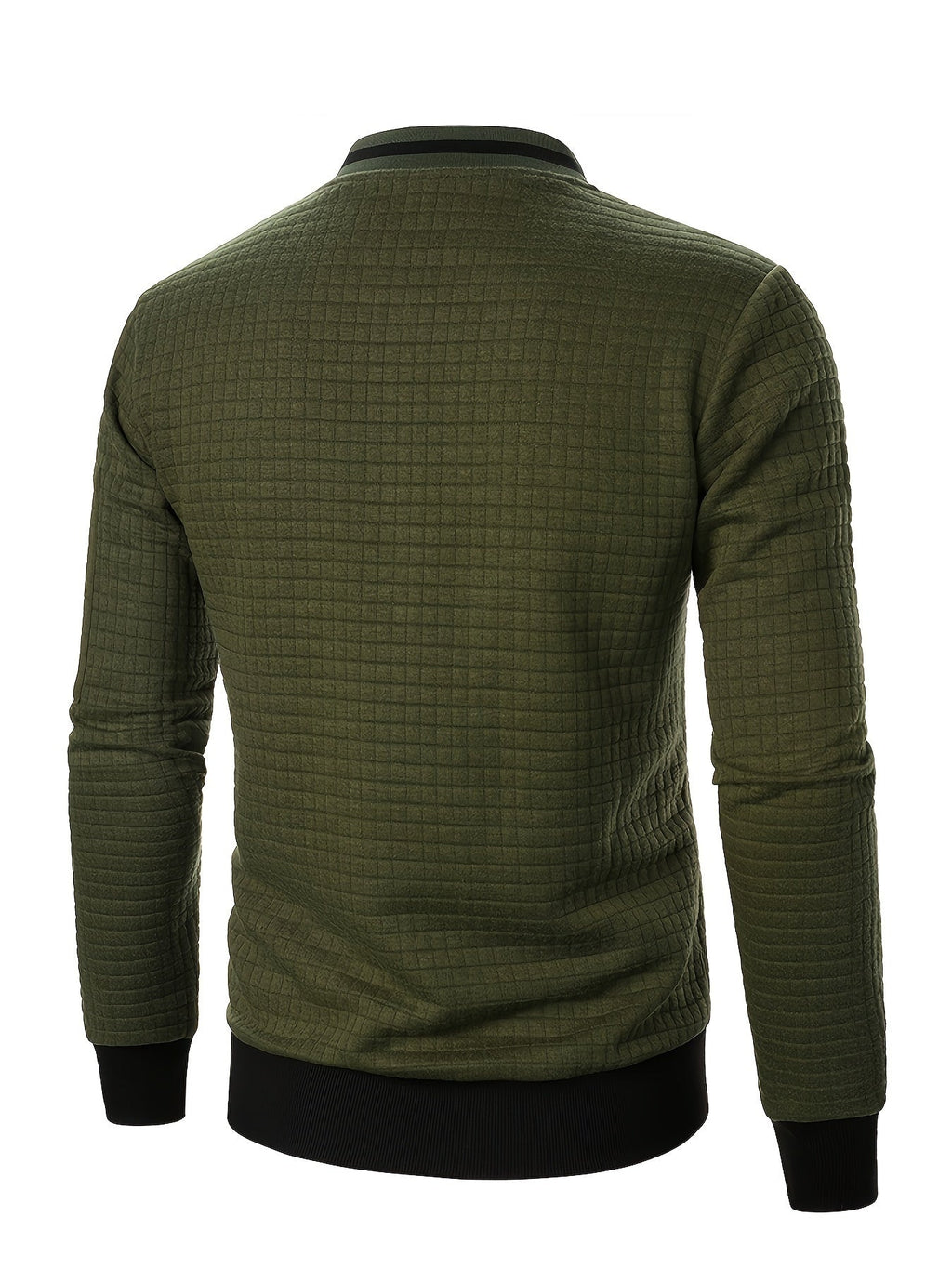 Men's Textured Stand Collar Zip Bomber Coat