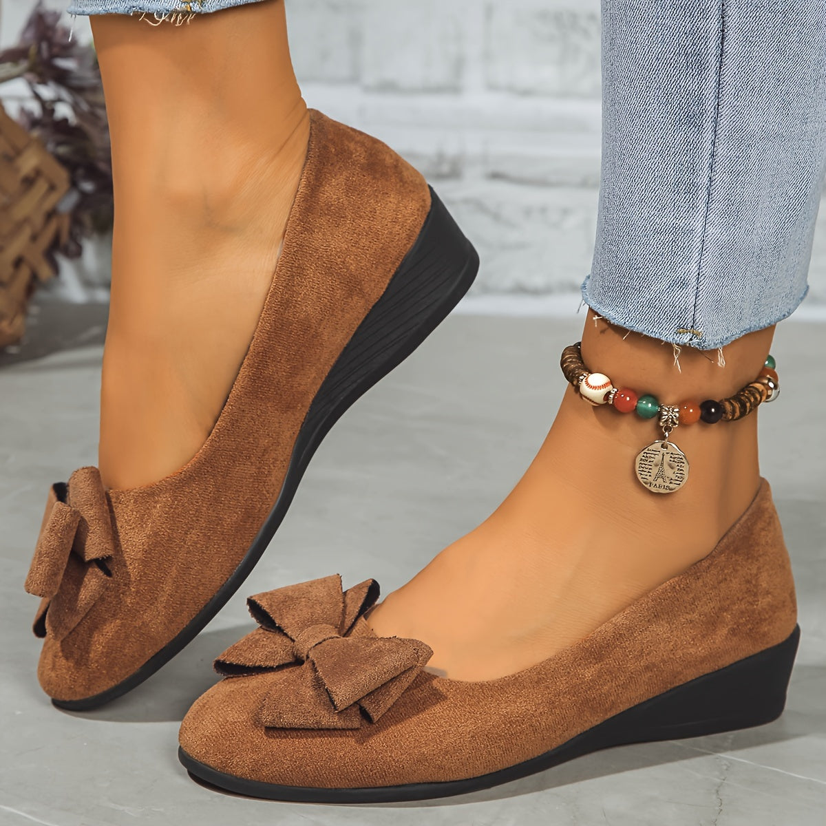 Women's Orthopedic Ballet Flats with Bow Detail