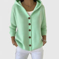 Women's Buttoned Cardigan with Drawstring Hood