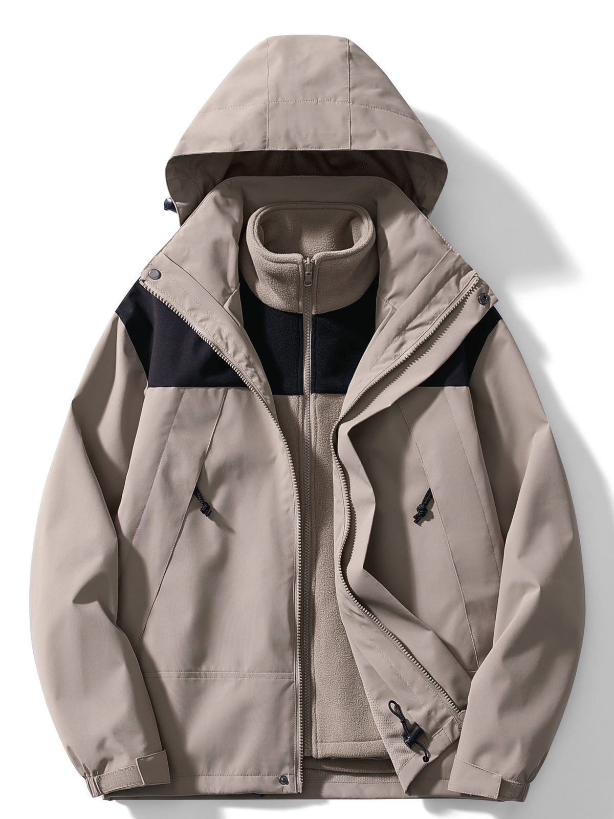 Men's Hooded Three-in-One Jacket with Detachable Liner