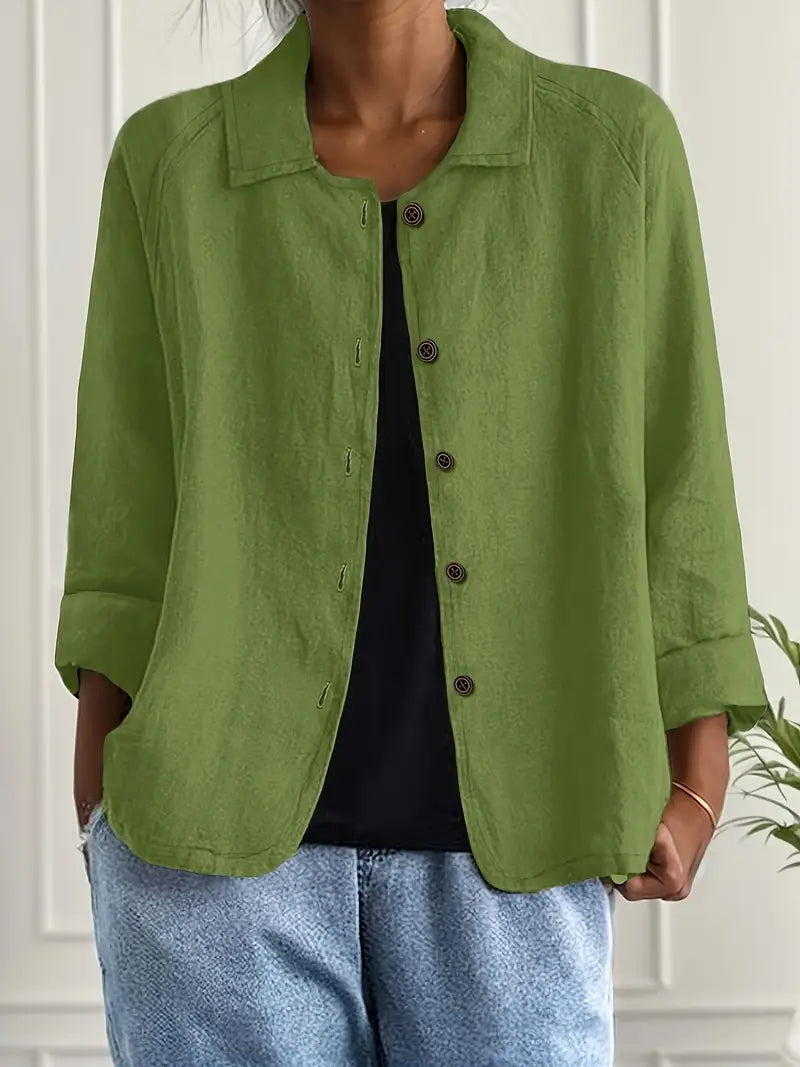 Women's Relaxed Button-Up Lightweight Everyday Jacket