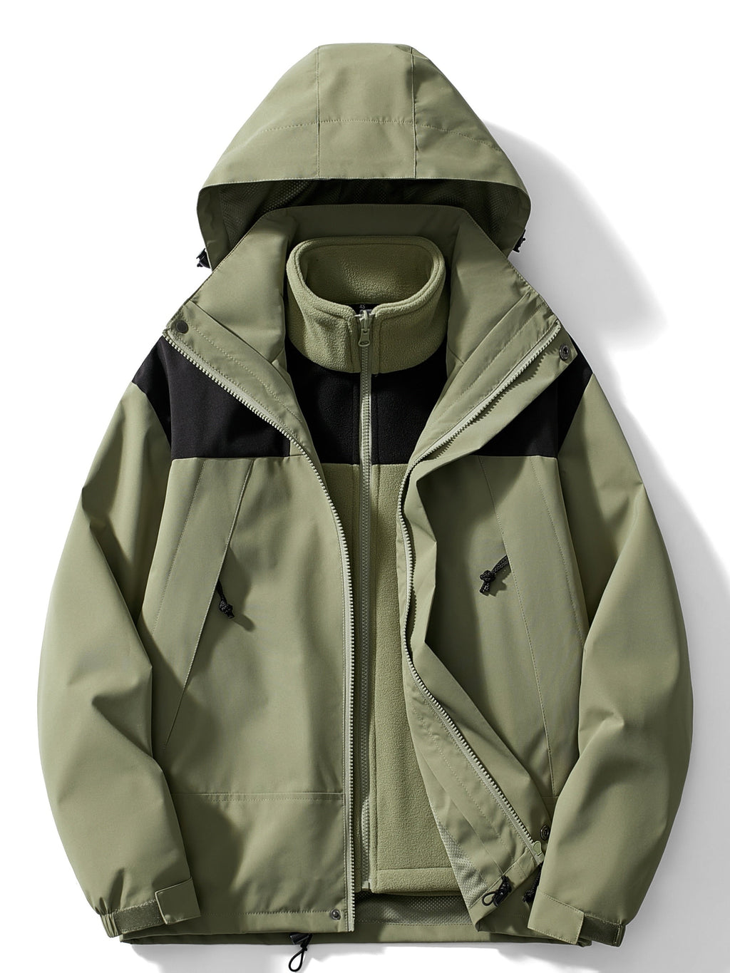Men's Hooded Three-in-One Jacket with Detachable Liner