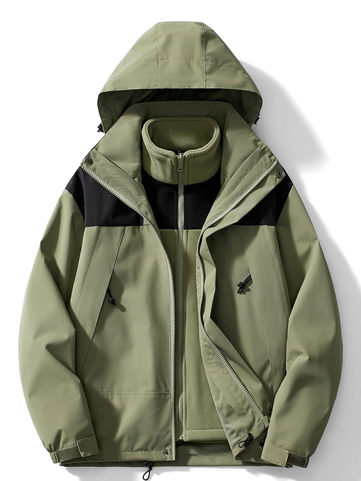 Men's Hooded Three-in-One Jacket with Detachable Liner