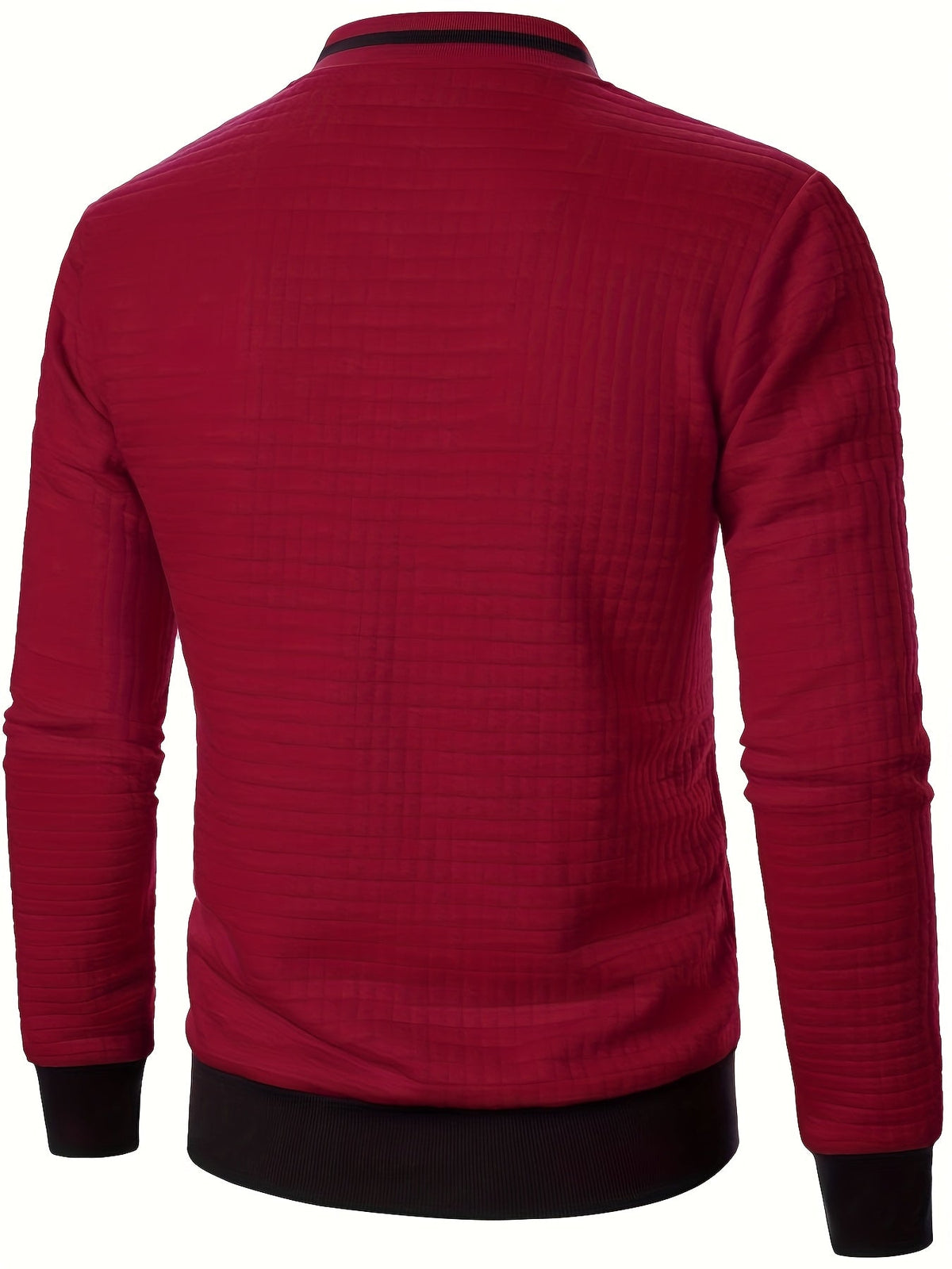 Men's Textured Stand Collar Zip Bomber Coat