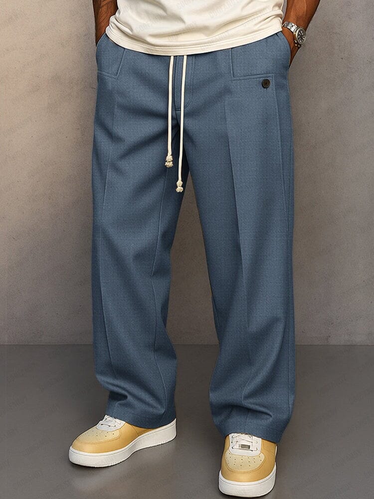Men's Straight-Leg Tailored Drawstring Waist Pants