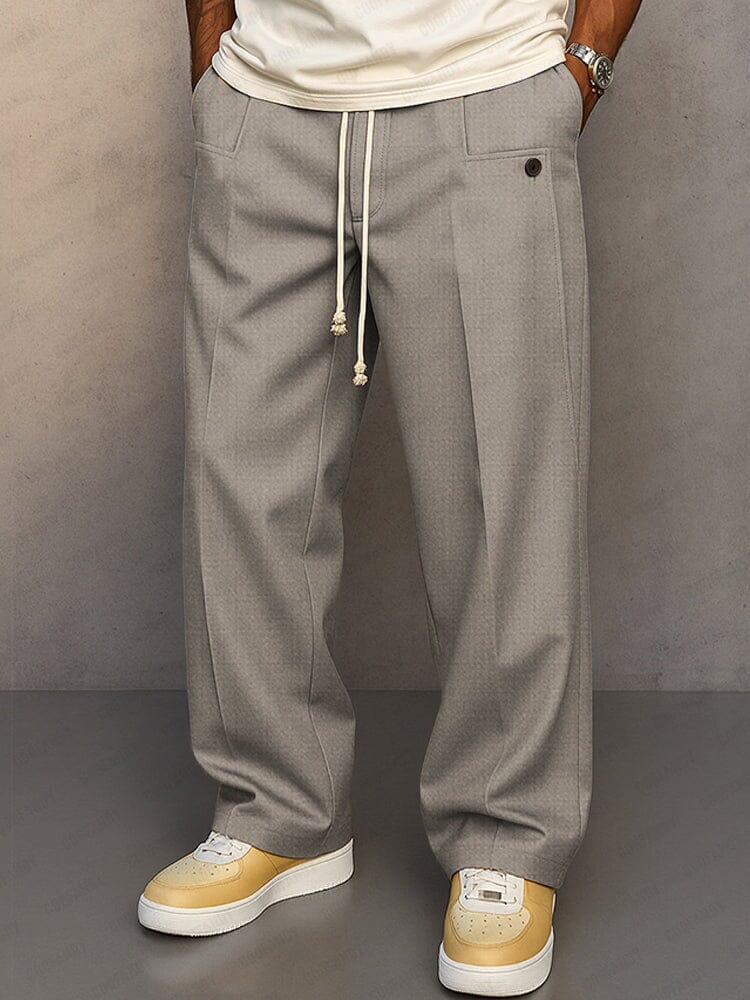 Men's Straight-Leg Tailored Drawstring Waist Pants