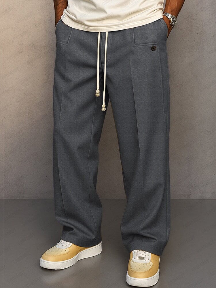 Men's Straight-Leg Tailored Drawstring Waist Pants